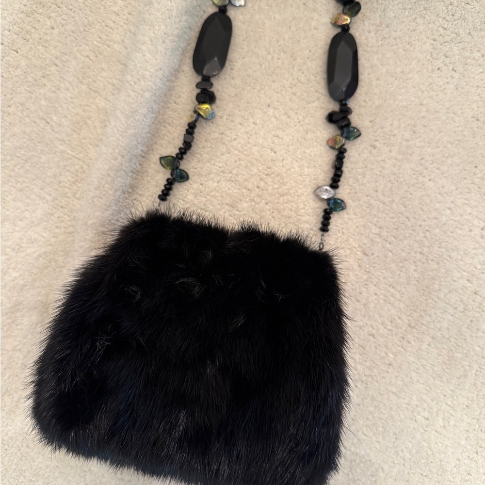 Elegant Black Mink Fur Women Bag